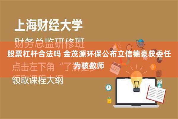 股票杠杆合法吗 金茂源环保公布立信德豪获委任为核数师